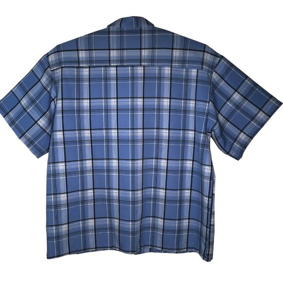 Men's Cal Top 2XLT Short Sleeve Plaid Checker Button Up Polyester Shirt Western - Picture 3 of 16